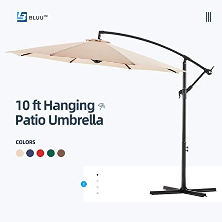 Amazon.com : WUFF Bluu 10ft Patio Offset Umbrella Cantilever .