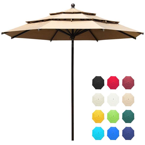 EliteShade Sunbrella 11ft 3 Tiers Market Umbrella Patio Outdoor .