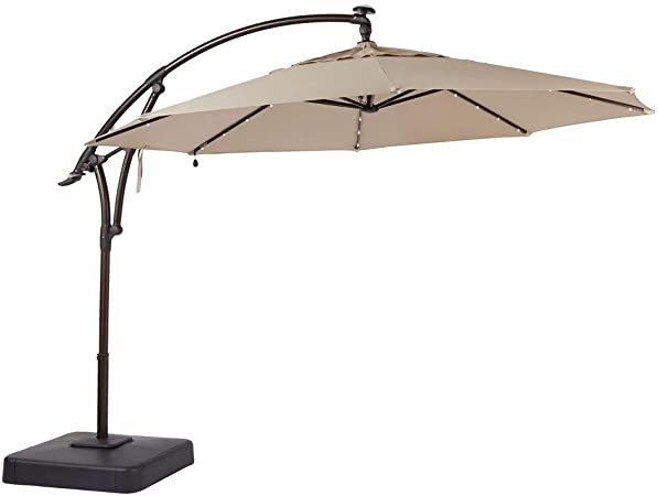 Amazon.com : Hampton Bay 11 ft. LED Offset Patio Umbrella in .