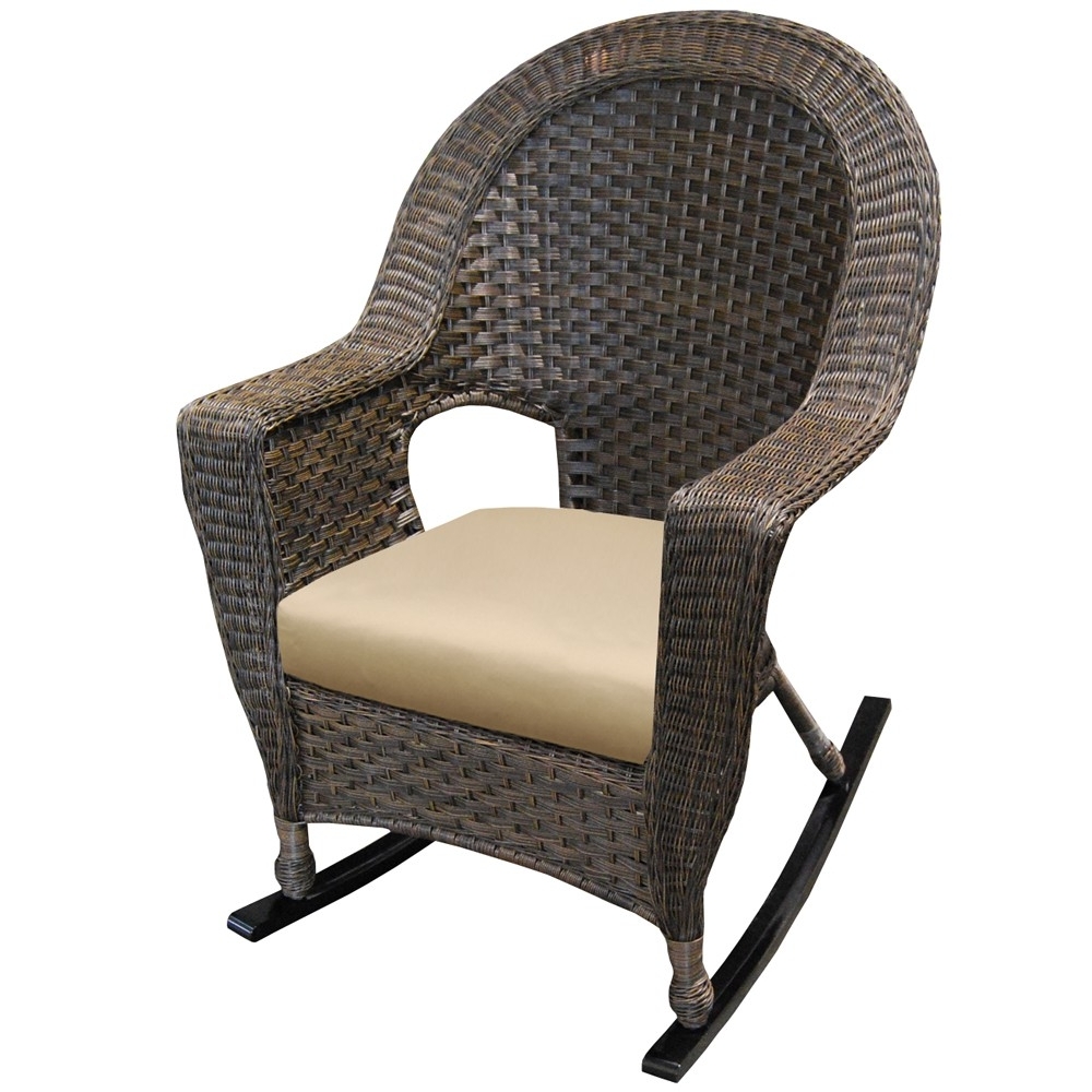 Wicker Rocking Chair With Magazine Holder
