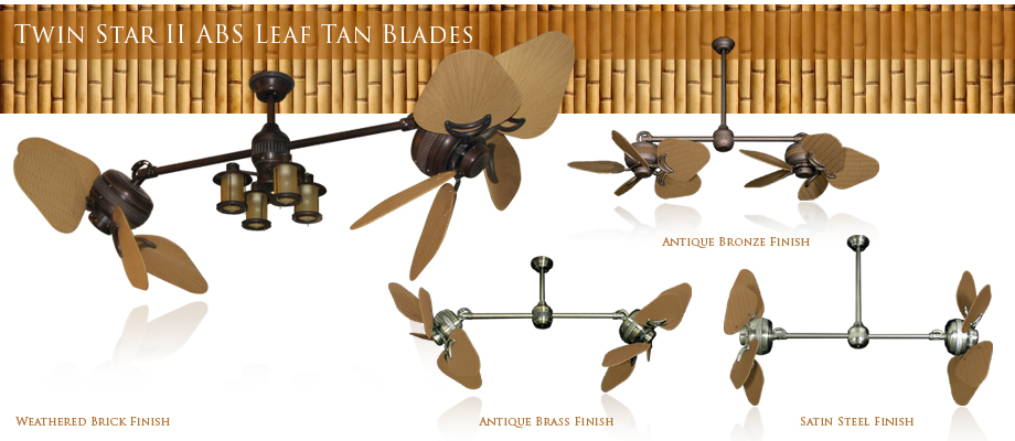 35 inch Double Twin Star Tropical Ceiling Fan with ABS Blades in T