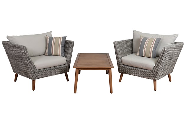 Malta 3-Piece Eucalyptus Patio Conversation Set | Ashley Furniture .