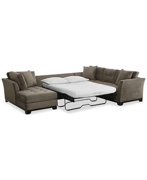 Furniture Elliot 3-Pc. Fabric Microfiber Sectional with Full .