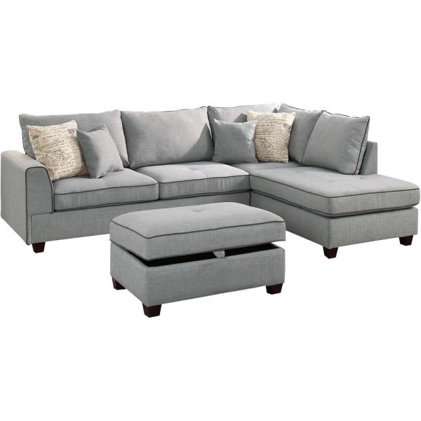 Venetian Worldwide Siena 3-piece Sectional Sofa in Light Gray with .