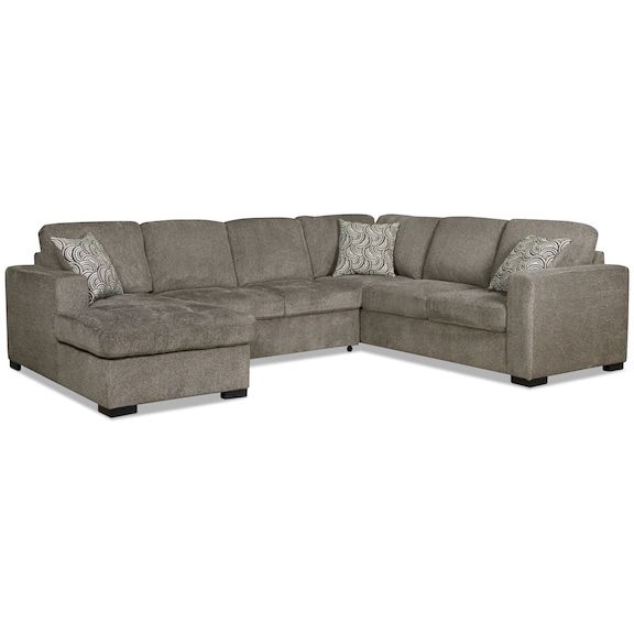 Living Room Furniture - Izzy 3-Piece Chenille Left-Facing .