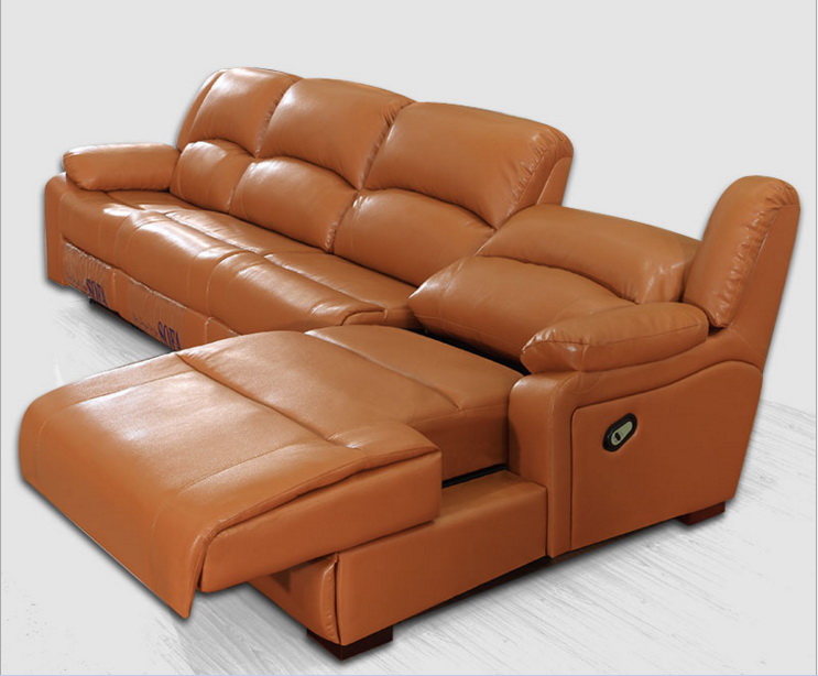 living room sofa Recliner Sofa, cow Genuine Leather Sofa, Cinema 4 .