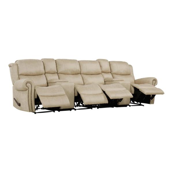 ProLounger Distressed Fog Gray Faux Leather 4-Seat Rolled Arm Wall .