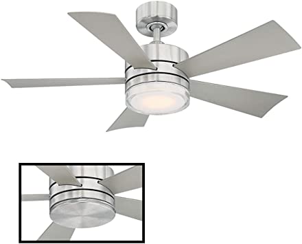 Wynd Indoor/Outdoor 5-Blade Smart Ceiling Fan 42in Stainless Steel .