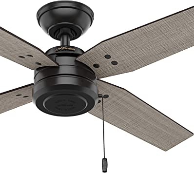 Hunter Fan 44 inch Contemporary Matte Black Indoor/Outdoor Ceiling .
