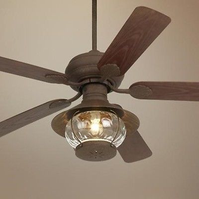 52 inch Rustic Indoor Outdoor Porch Ceiling Fan with Light Kit .