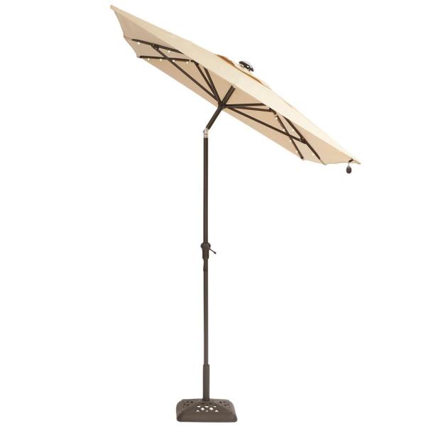 Hampton Bay 10 ft. x 6 ft. Aluminum Solar Outdoor Patio Umbrella .