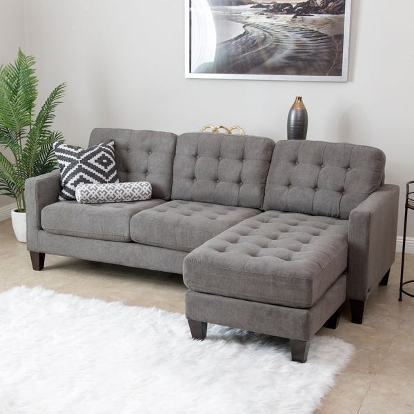 Shop Abbyson Easton Grey Fabric Reversible Sectional Sofa - On .