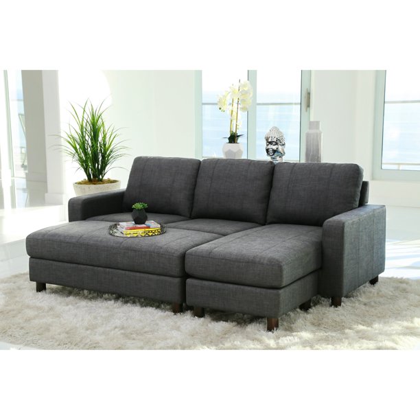 Abbyson Stanford Fabric Reversible Sectional Sofa with Storage .