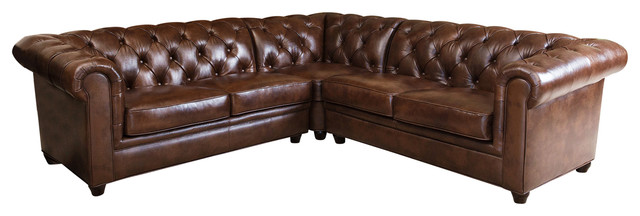 Abbyson Living Tuscan 3-Piece Sectional Sofa, Brown - Transitional .