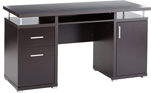 Amazon.com: Computer Desk with 2 Drawers and Cabinet Cappuccino .