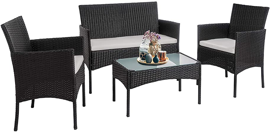 Amazon.com: Walsunny 4 Pieces Outdoor Patio Furniture Sets Rattan .