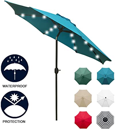 Amazon.com : Sunnyglade 9' Solar 24 LED Lighted Patio Umbrella .