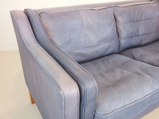 Vintage Blue Aniline Leather Sofa from Georg Thams for sale at Pamo