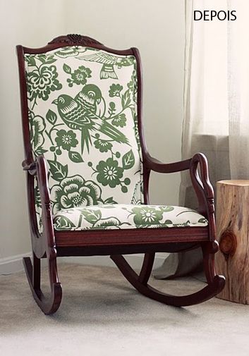 Antique rocker with modern fabric | Upholstered rocking chairs .
