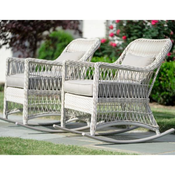 Leisure Made Pearson Antique White Wicker Outdoor Rocking Chair .