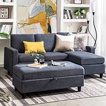 Amazon.com: HONBAY Reversible Sectional Couch with Chaise Modern .