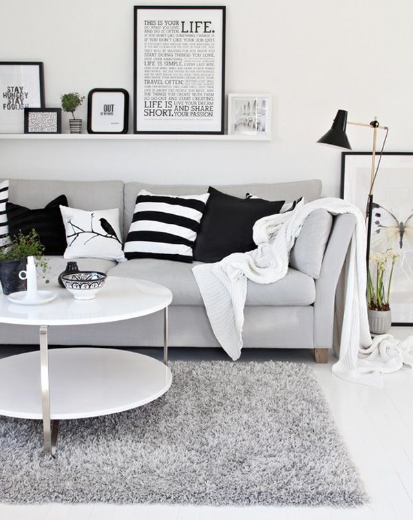 A Whole Lot of Black & White | Living room grey, Black and white .