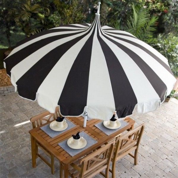 Contemporary Black and White Stripes Patio Umbrellas Design .