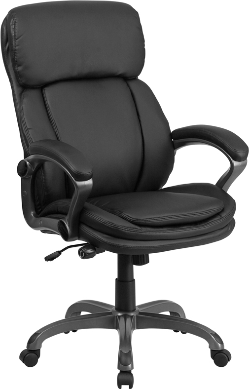 High Back Black Leather Executive Swivel Office Chair with Lumbar .