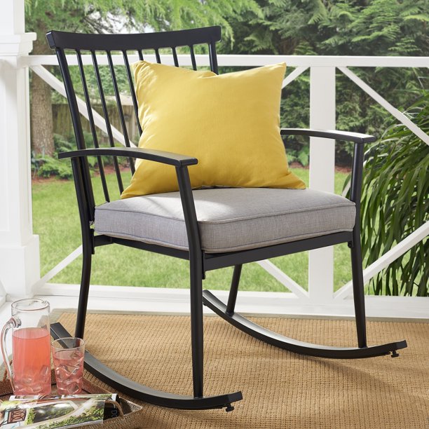 Better Homes & Gardens Shaker Patio Rocking Chair in Black with .