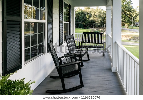 Front Porch Southern Home Black Rocking Stock Photo (Edit Now .