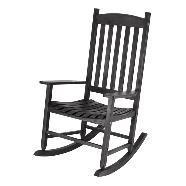 Mainstays Black Solid Wood Slat Outdoor Rocking Chair - Walmart .