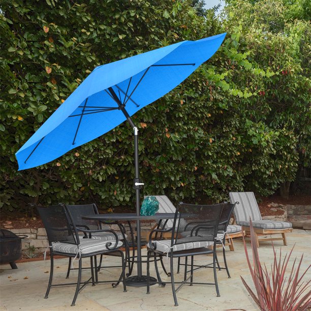 Pure Garden Auto Tilt Patio Umbrella, 10 ft Aluminum, Easy Crank .