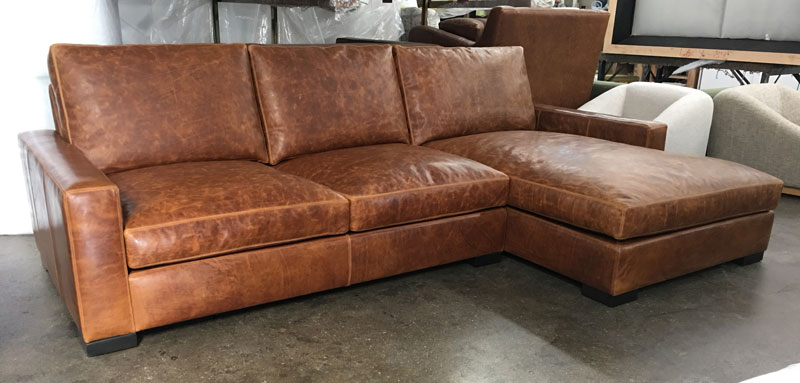 Braxton Sofa Sectional with Chaise – Italian Brentwood Tan Leather .