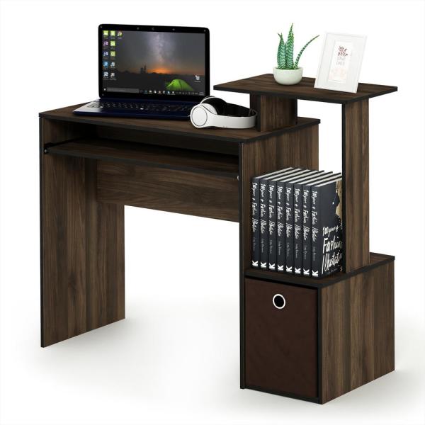 14 in. Rectangular Columbia Walnut/Dark Brown Computer Desk with .