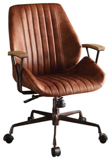 Metal & Leatherette Executive Office Chair, Cocoa Brown .