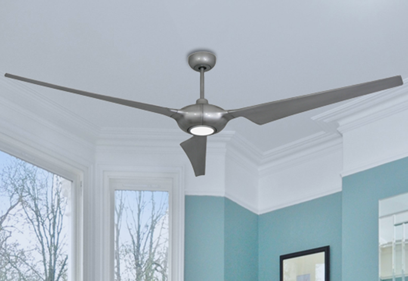 Ion 76 in. Indoor Outdoor Brushed Nickel Ceiling Fan with 15W LED .