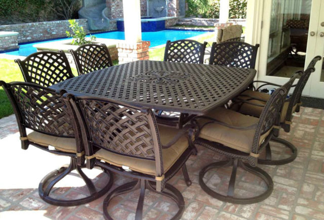Cast aluminum patio furniture 9pc outdoor dining set with 64 .