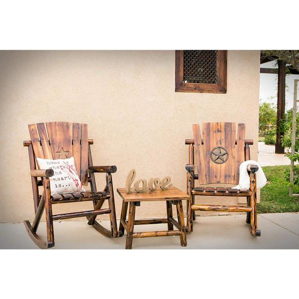 Leigh Country Char Log Patio Rocking Chair with Star TX 93605 .