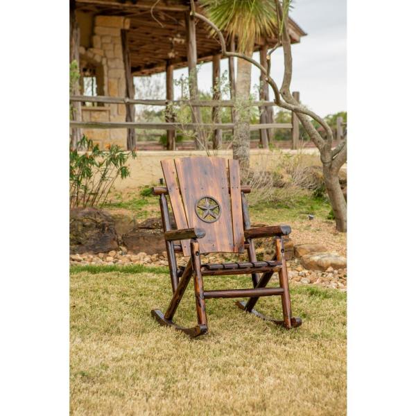 Leigh Country Char Log Wood Patio Rocking Chair With Star .
