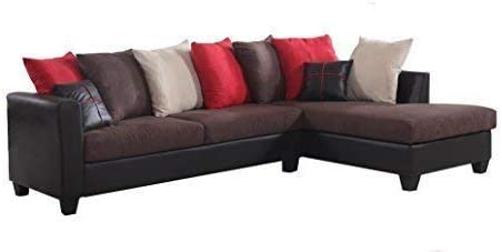 Amazon.com: REALONE Fabric and Faux Leather Sectional Sofa and .
