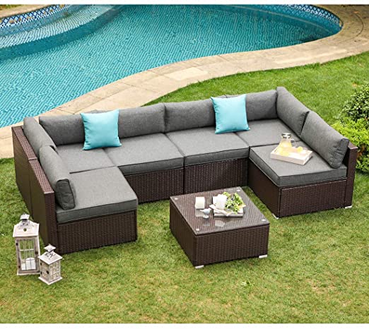 Amazon.com: COSIEST 7-Piece Outdoor Patio Furniture Chocolate .
