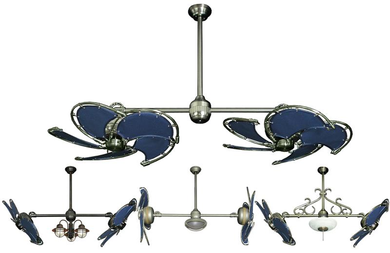 32 inch Double Twin Star Nautical Ceiling Fan with Blue Blad