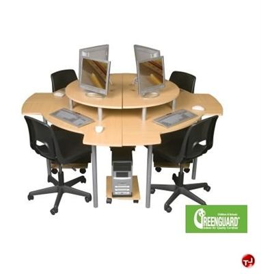 The Office Leader. 4 Person Circular Cluster, Curve Computer Desk .