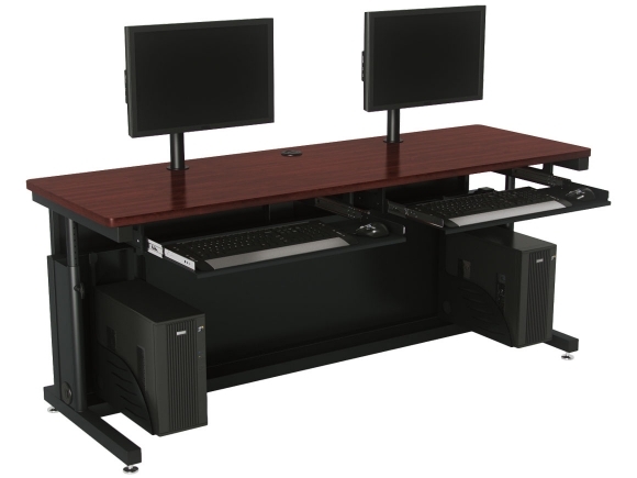Deluxe Height Adjustable Computer Desk With Dual Monitor Pc Setup .