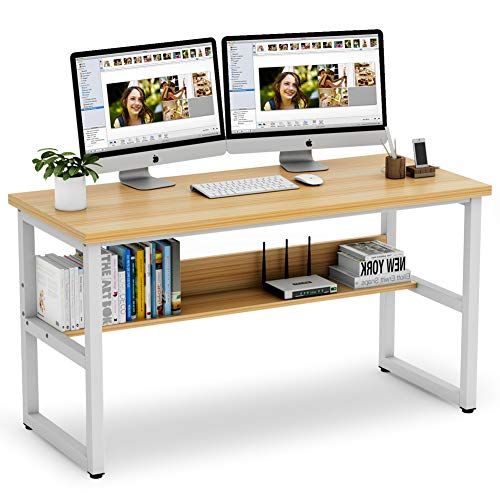 Tribesigns 55 Inches Computer Desk with Bookshelf Works as Office .