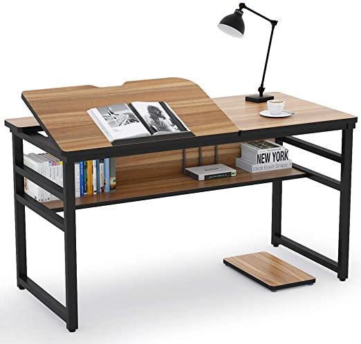Amazon.com: Tribesigns Modern Drafting Desk Drawing Table with .