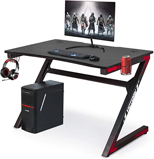 Amazon.com: Gaming Computer Desk with Large Carbon Fiber Surface .