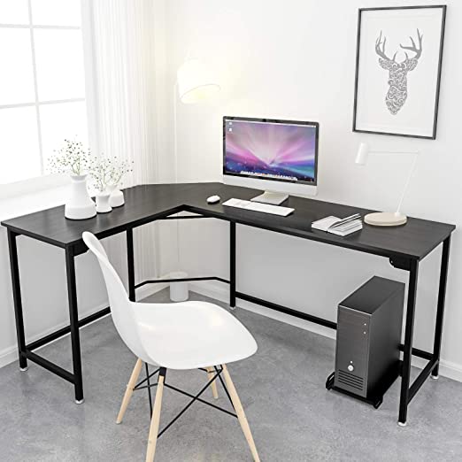 Amazon.com: Simlife L-Shaped Desk Black Corner Gaming Computer .
