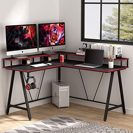 Amazon.com: Tribesigns L-Shaped Desk with Shelf, Corner Computer .