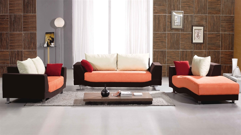 Contemporary White Orange Black Fabric Sofa Set TOS-LF-85